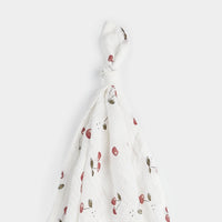 Thumbnail for FIRSTS Cherry Print Muslin Swaddle