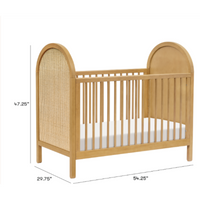 Thumbnail for BABYLETTO Bondi Cane 3-in-1 Convertible Crib w/Toddler Bed Kit - Honey with Natural Cane