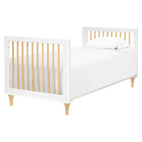 Thumbnail for BABYLETTO Lolly 4-in-1 Convertible Mini Crib w/Toddler Bed Conversion Kit - White/Natural