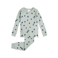 Thumbnail for FIRSTS Blueberry Print on Blue Mist Infant PJ Set