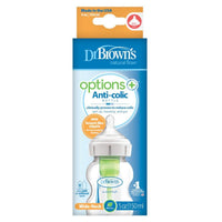Thumbnail for DR. BROWN'S Options+ Wide Baby Bottle 5oz./150ml 2pK with Level 1 Slow Nipple