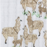 Thumbnail for LITTLE UNICORN Cotton Muslin Baby Blanket - Llama Llama