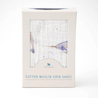 Thumbnail for LITTLE UNICORN Cotton Muslin Crib Sheet - Narwhal
