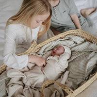 Thumbnail for MUSHIES Muslin Swaddle Blanket Organic Cotton - Sage Stripes