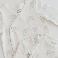 Thumbnail for PEHR Organic Cotton Kimono Romper - Follow Me Elephant