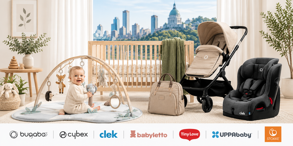 Premium baby gear from trusted brands, thoughtfully displayed in a modern nursery for growing families in Montreal.