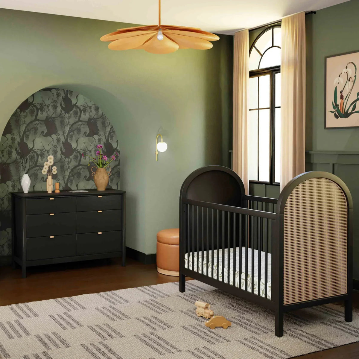BABYLETTO crib and dresser set creates a stylish, coordinated nursery with modern design and practical storage.