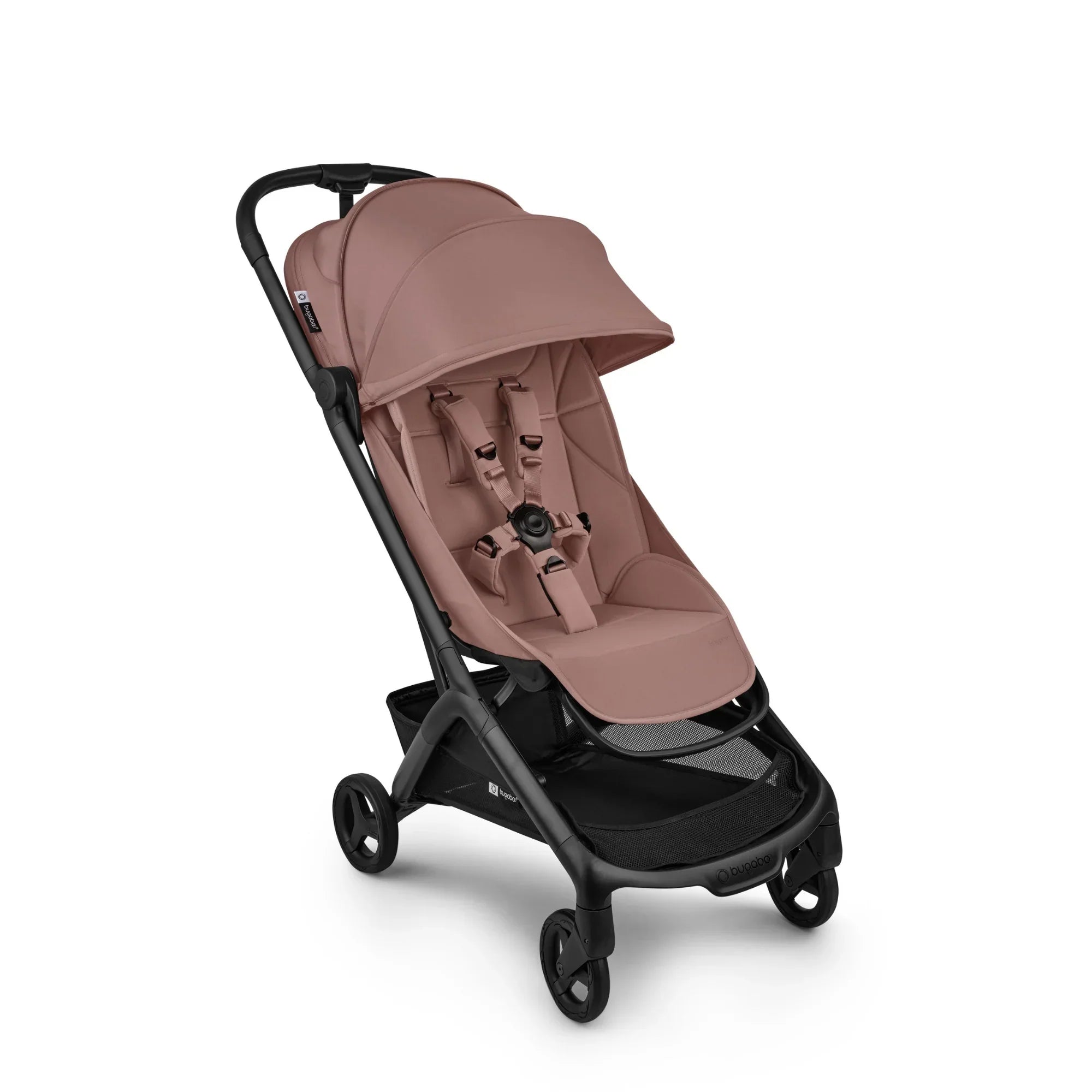 The Bugaboo Butterfly 2 stroller in dusty pink features a soft, premium fabric that adds a stylish touch while ensuring comfort for your baby.  