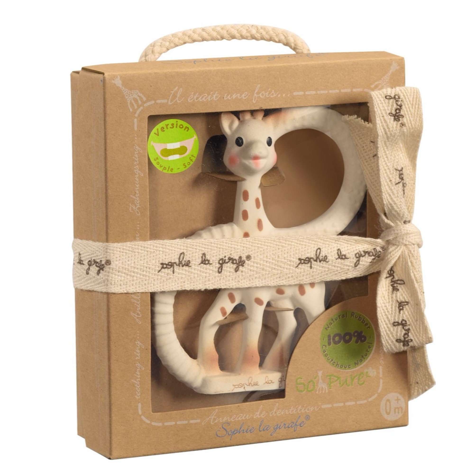 Elegant Sophie la Girafe gift box featuring the iconic natural rubber teething toy, perfect for newborns and baby showers.