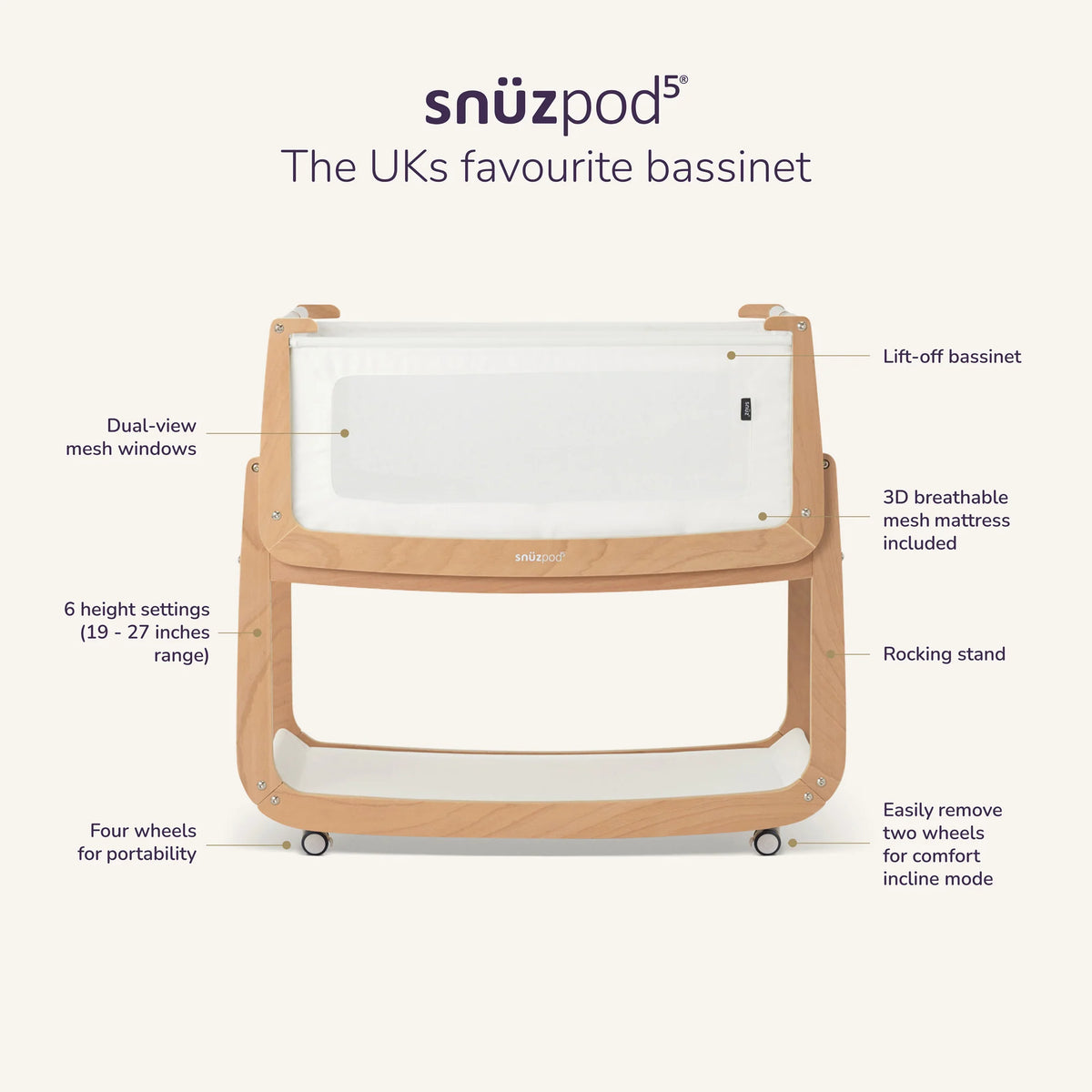 SNUZ SnuzPod5 Bedside Bassinet