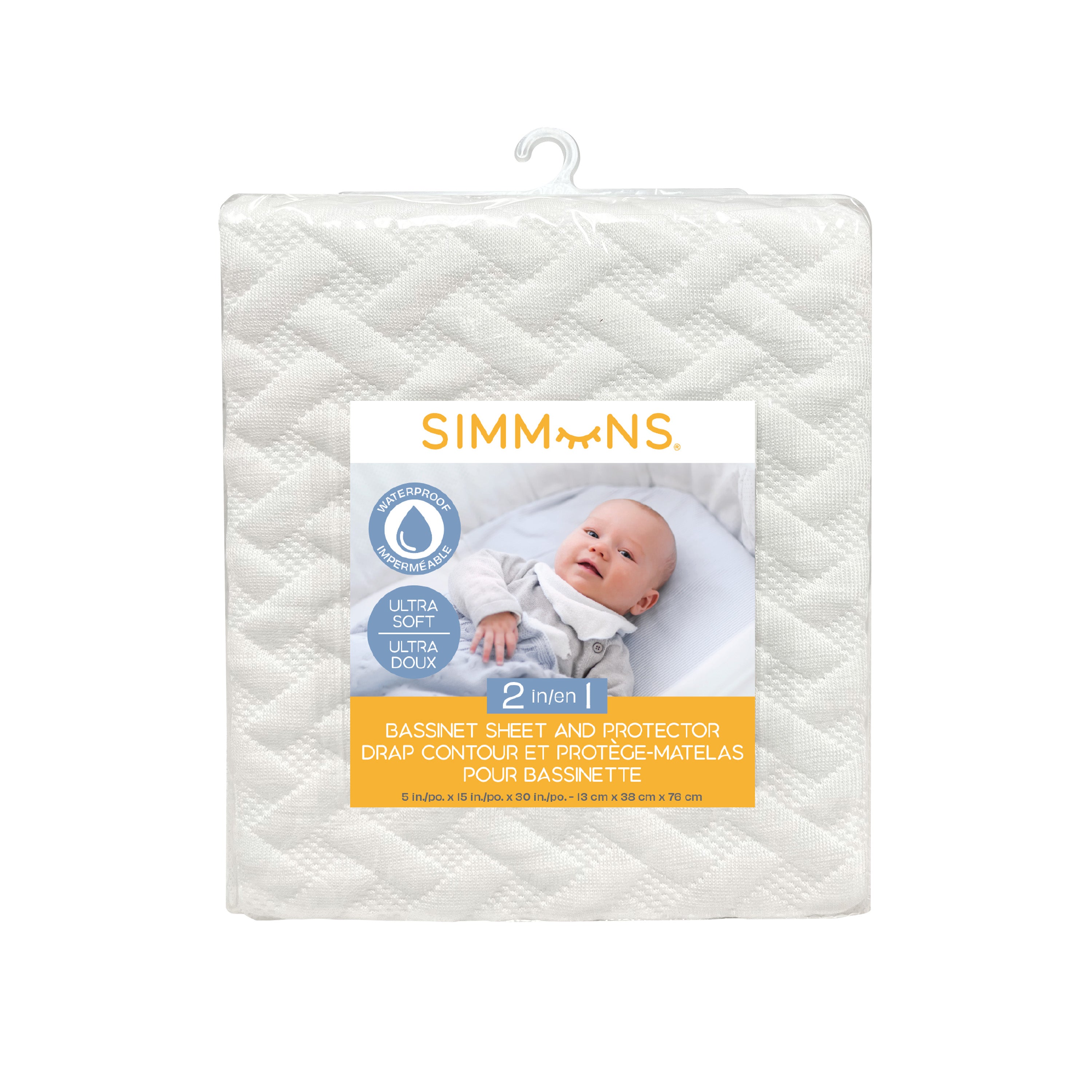 SIMMONS 2-in-1 Bassinet Sheet and Protector - Ivory