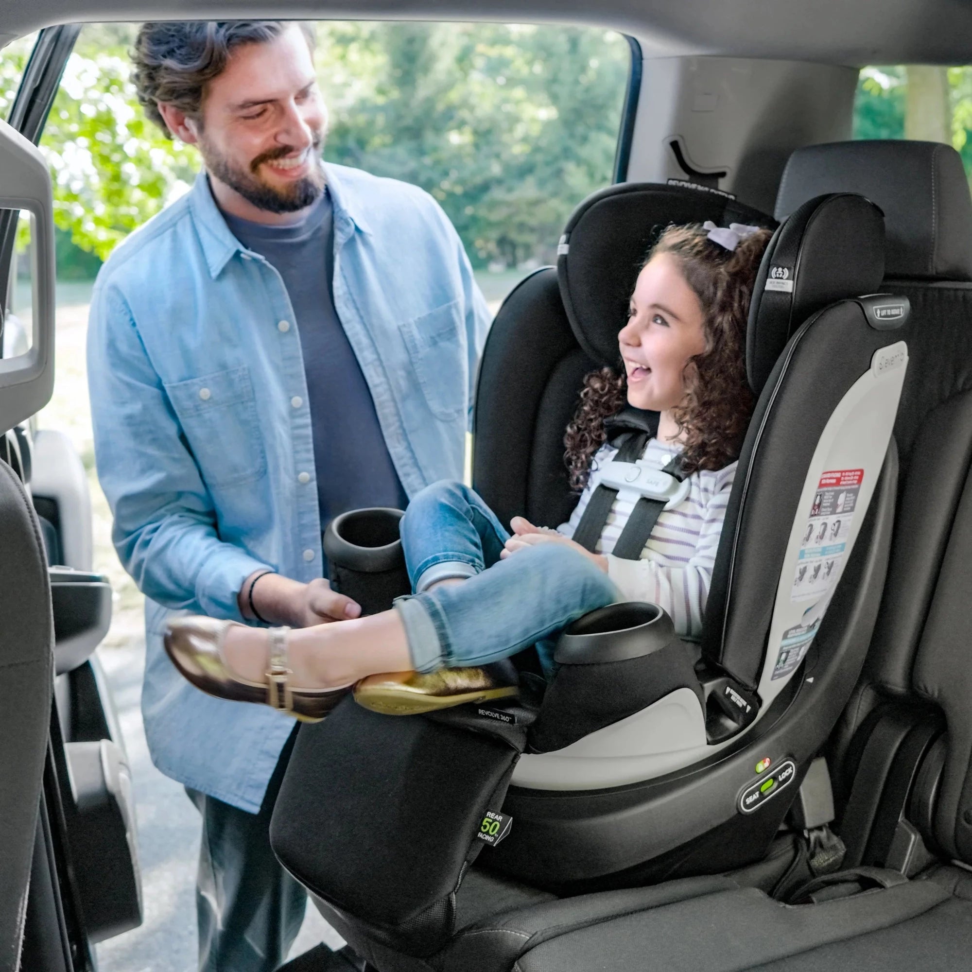 EVENFLO Gold Revolve360 All-in-One Extend Rotational Car Seat with Sensorsafe - Onyx Black
