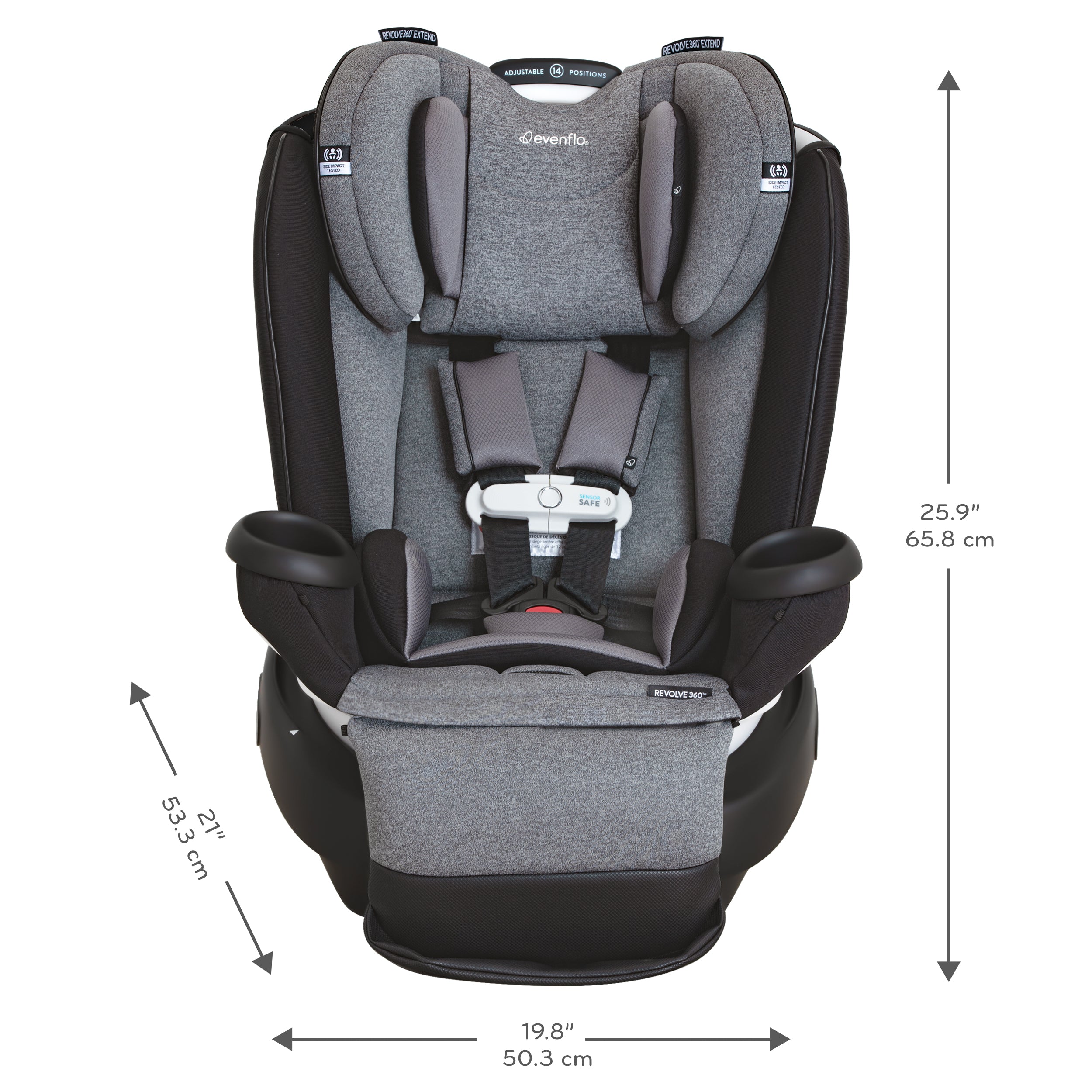 EVENFLO Revolve360 All-in-One Extend Rotational Car Seat with Sensorsafe - Moonstone Grey
