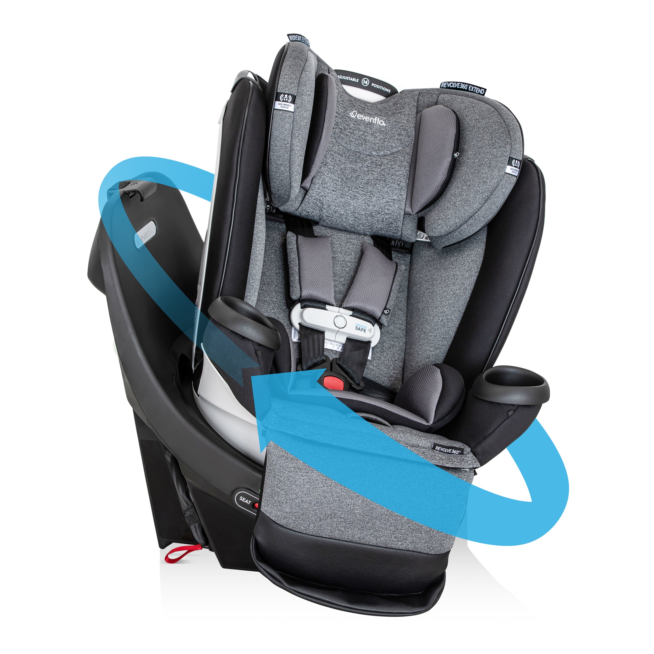 EVENFLO Revolve360 All-in-One Extend Rotational Car Seat with Sensorsafe - Moonstone Grey