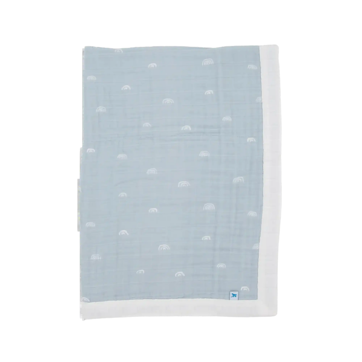 LITTLE UNICORN Cotton Muslin Baby Blanket - Blue Rainbow