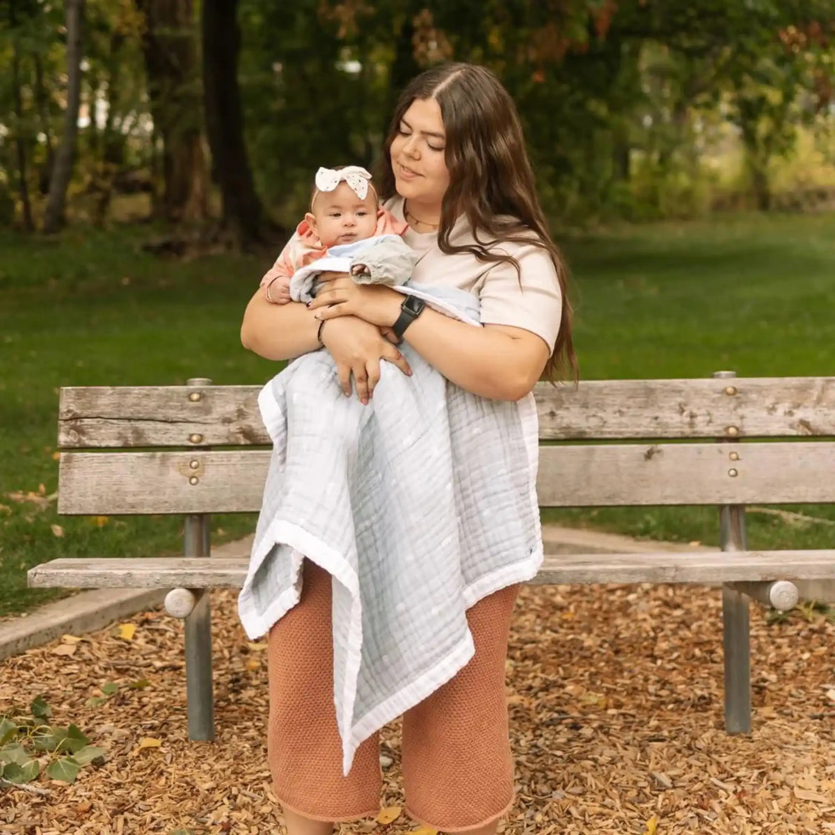 LITTLE UNICORN Cotton Muslin Baby Blanket - Blue Rainbow