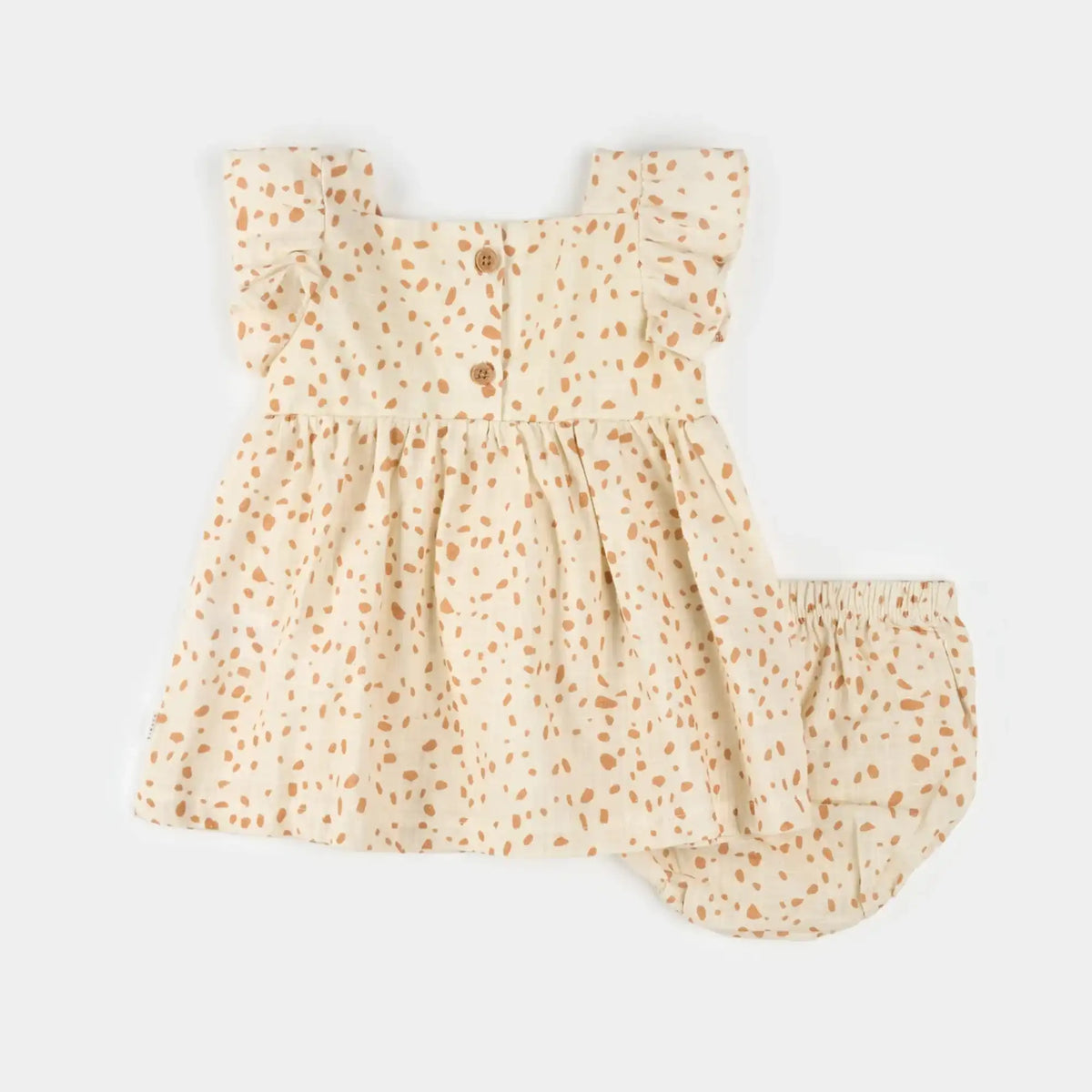 FIRSTS Spots Print on Antique White Cross Hatch Dress Set
