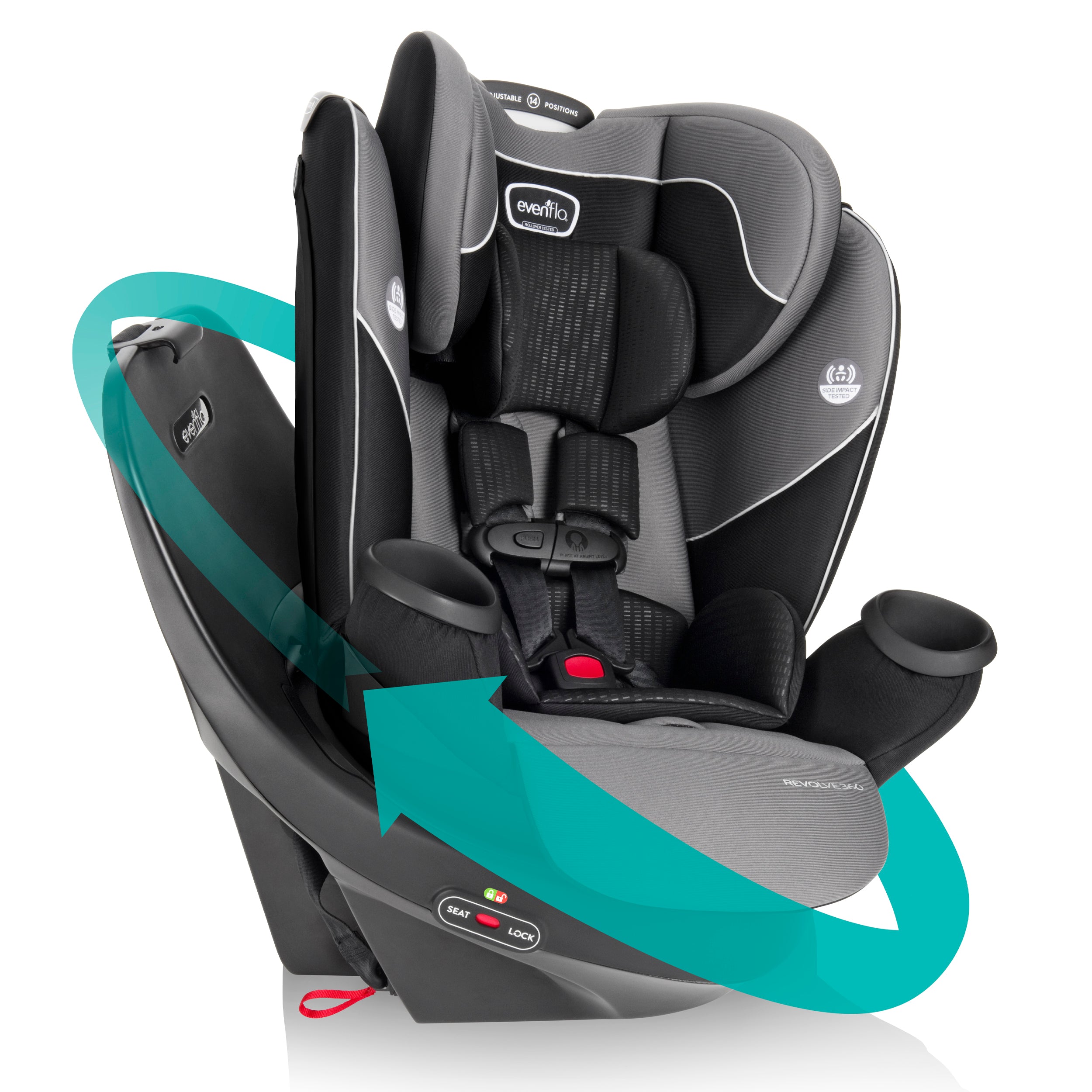 EVENFLO Revolve360 All-in-One Rotational Car Seat - Amherst Grey