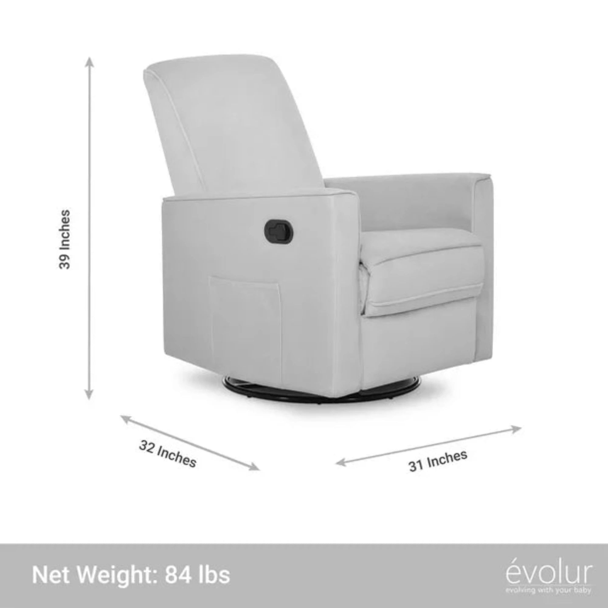 EVOLUR Raleigh Swivel Glider & Recliner with Footrest