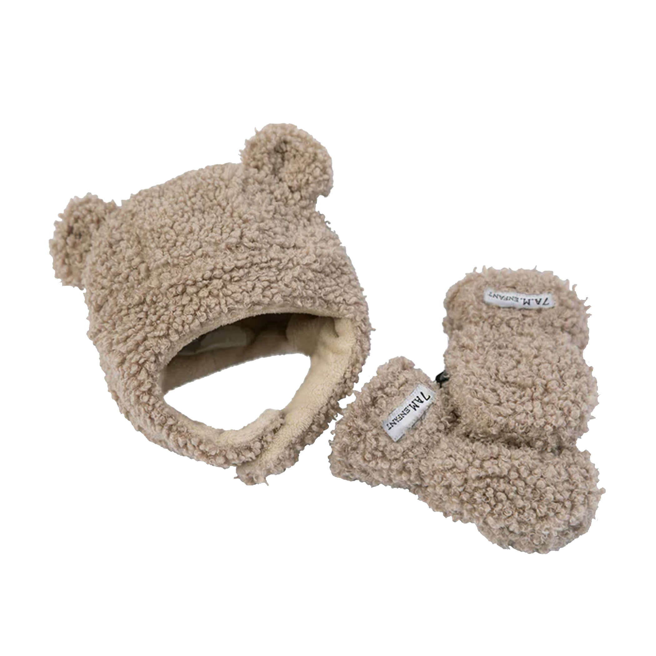 7AM ENFANT Cubby Set - Teddy (Mittens + Hat)