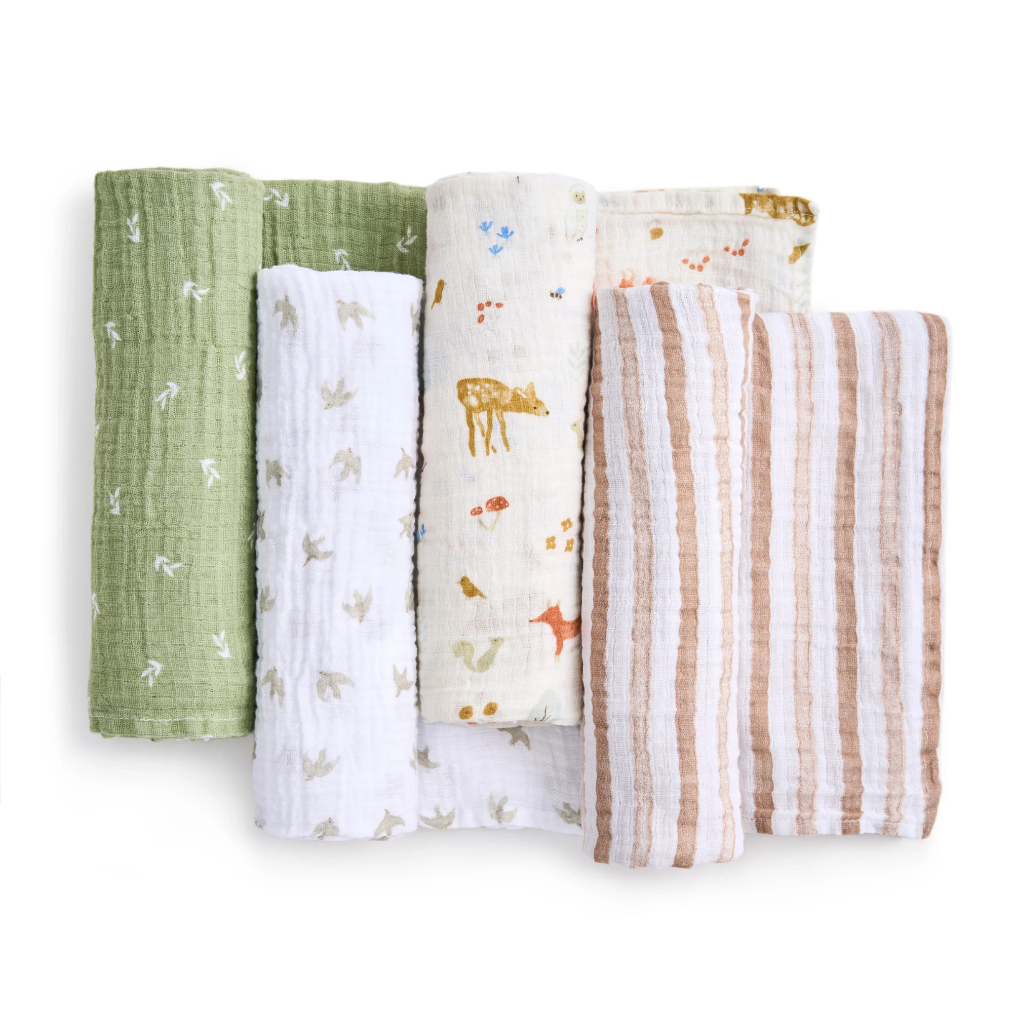 ADEN + ANAIS Cotton Muslin Swaddle (4 Pk) - Sage Woodland
