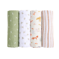 ADEN + ANAIS Cotton Muslin Swaddle (4 Pk) - Sage Woodland