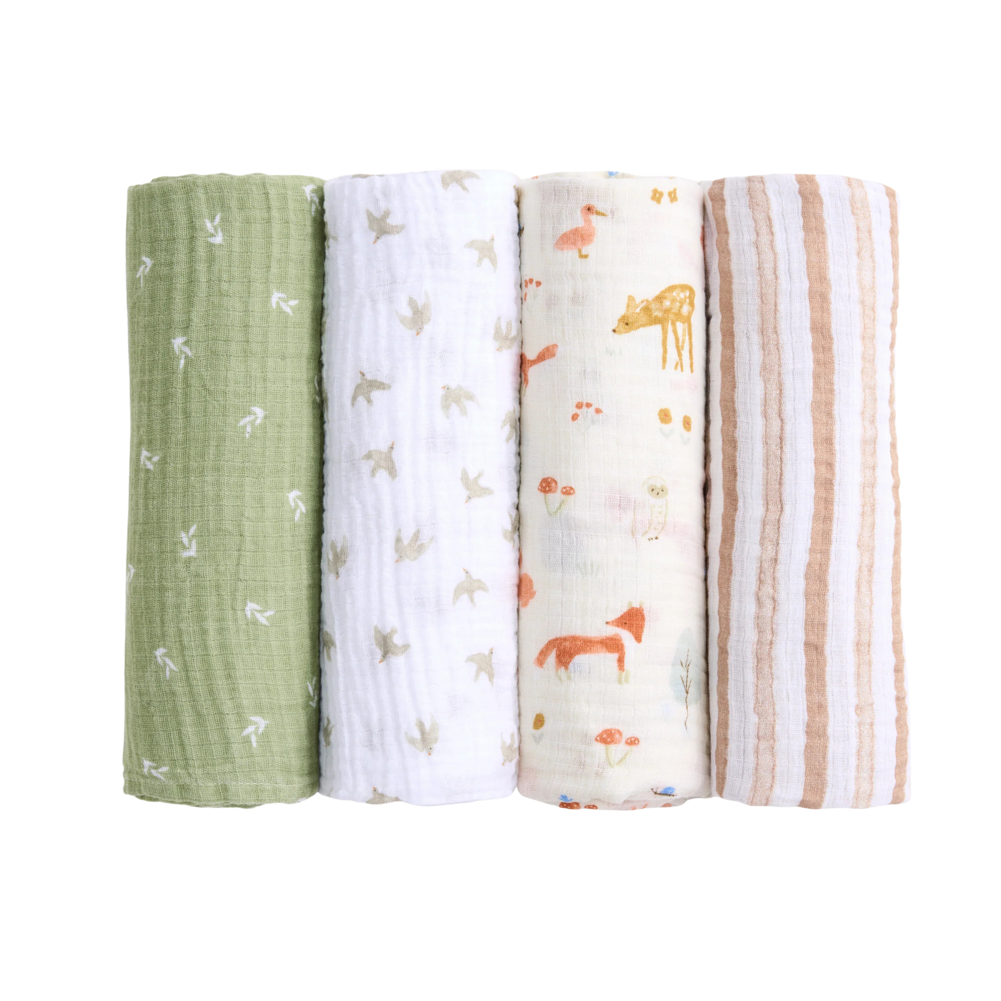 ADEN + ANAIS Cotton Muslin Swaddle (4 Pk) - Sage Woodland