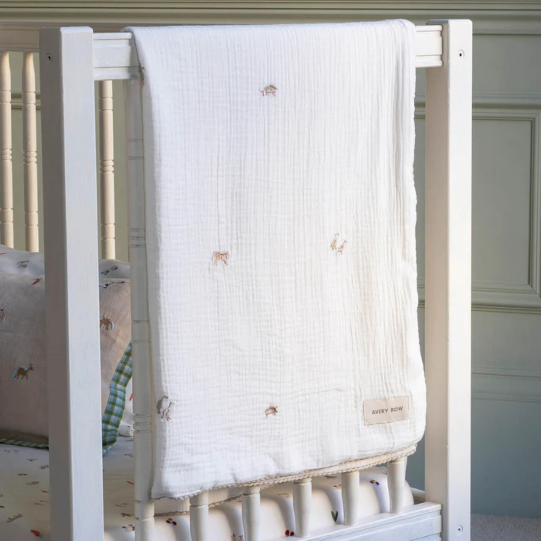 AVERY ROW Embroidered Muslin Blanket