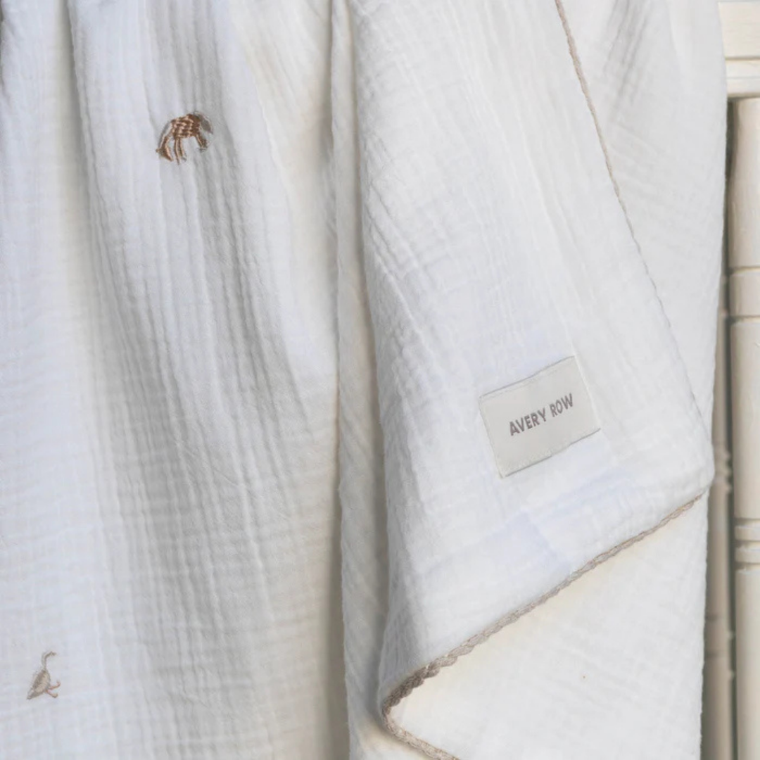 AVERY ROW Embroidered Muslin Blanket