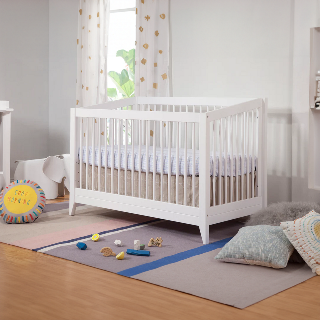 Babyletto Sprout 4 in 1 Convertible Crib With Toddler Bed Conversion Kit White