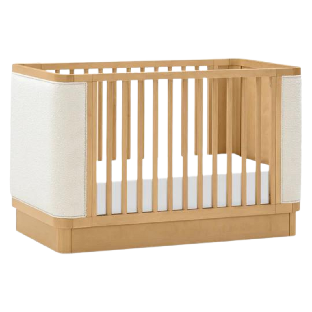 BABYLETTO Bondi Boucle 4-in-1 Convertible Crib w/ Toddler Bed Kit - Honey/Ivory Boucle