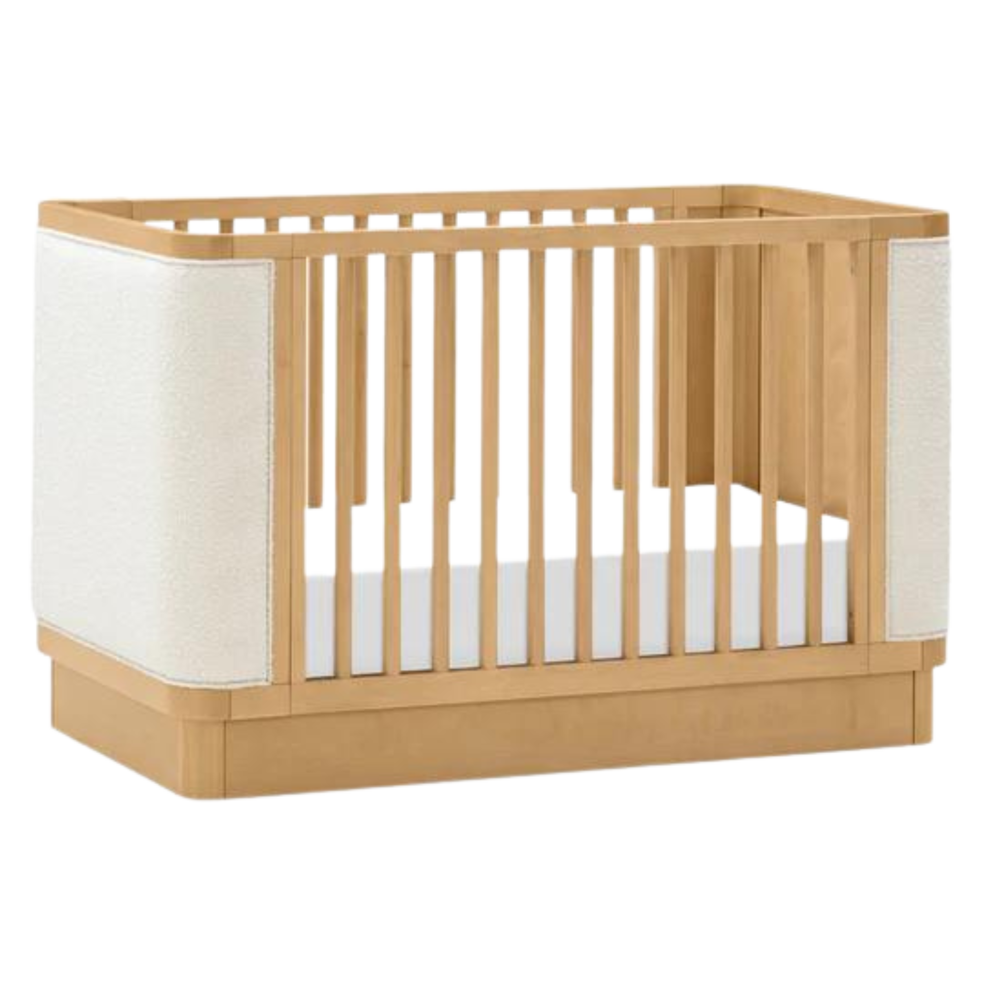 BABYLETTO Bondi Boucle 4-in-1 Convertible Crib w/ Toddler Bed Kit - Honey/Ivory Boucle