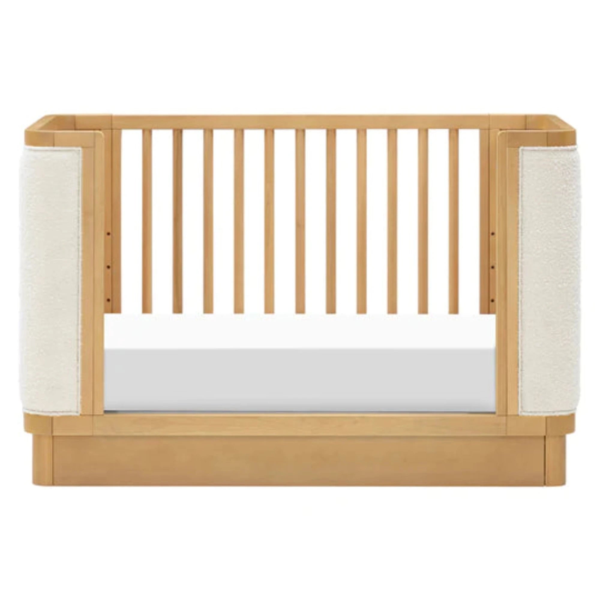 BABYLETTO Bondi Boucle 4-in-1 Convertible Crib w/ Toddler Bed Kit - Honey/Ivory Boucle