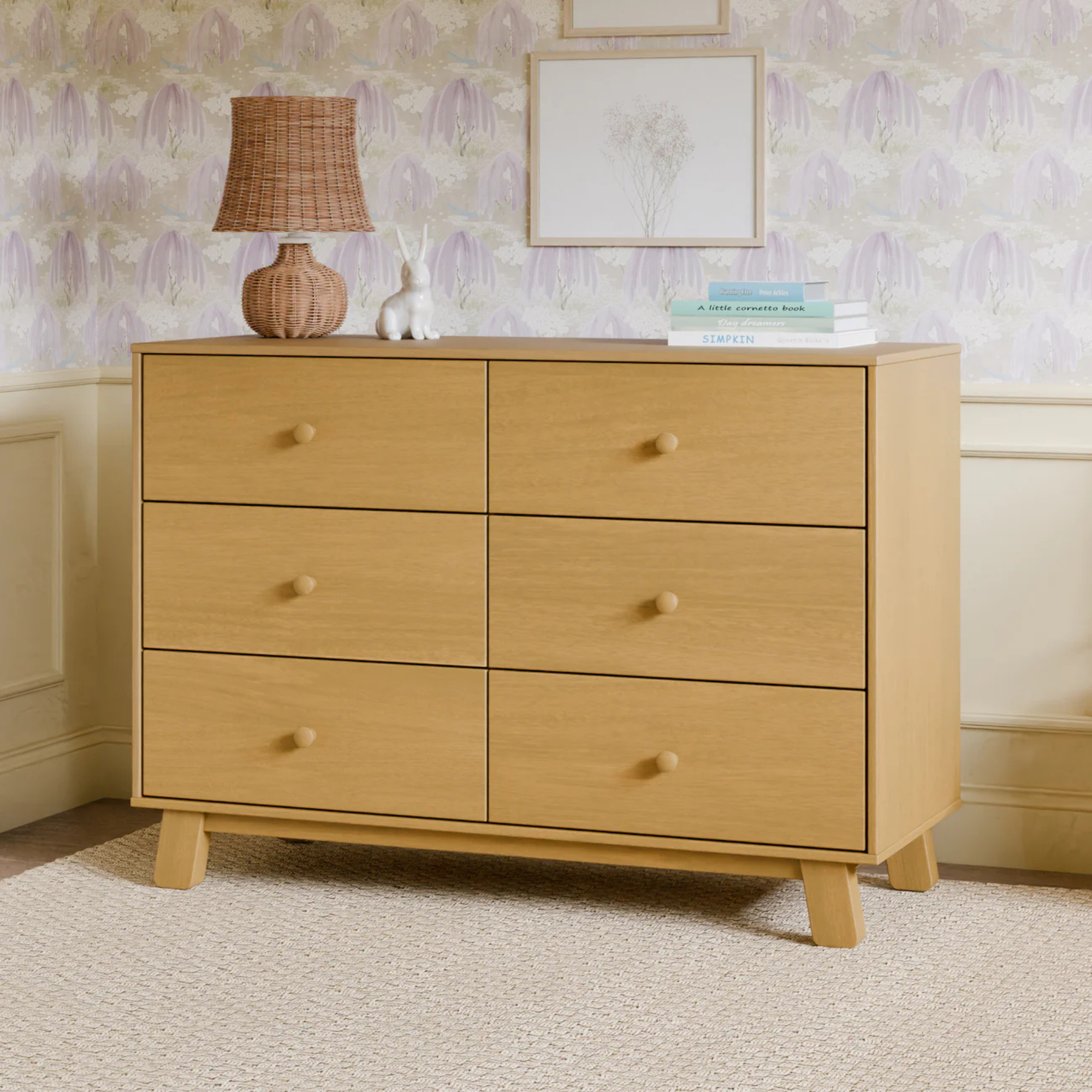 BABYLETTO Commode double moderne assemblée 6 tiroirs Hudson