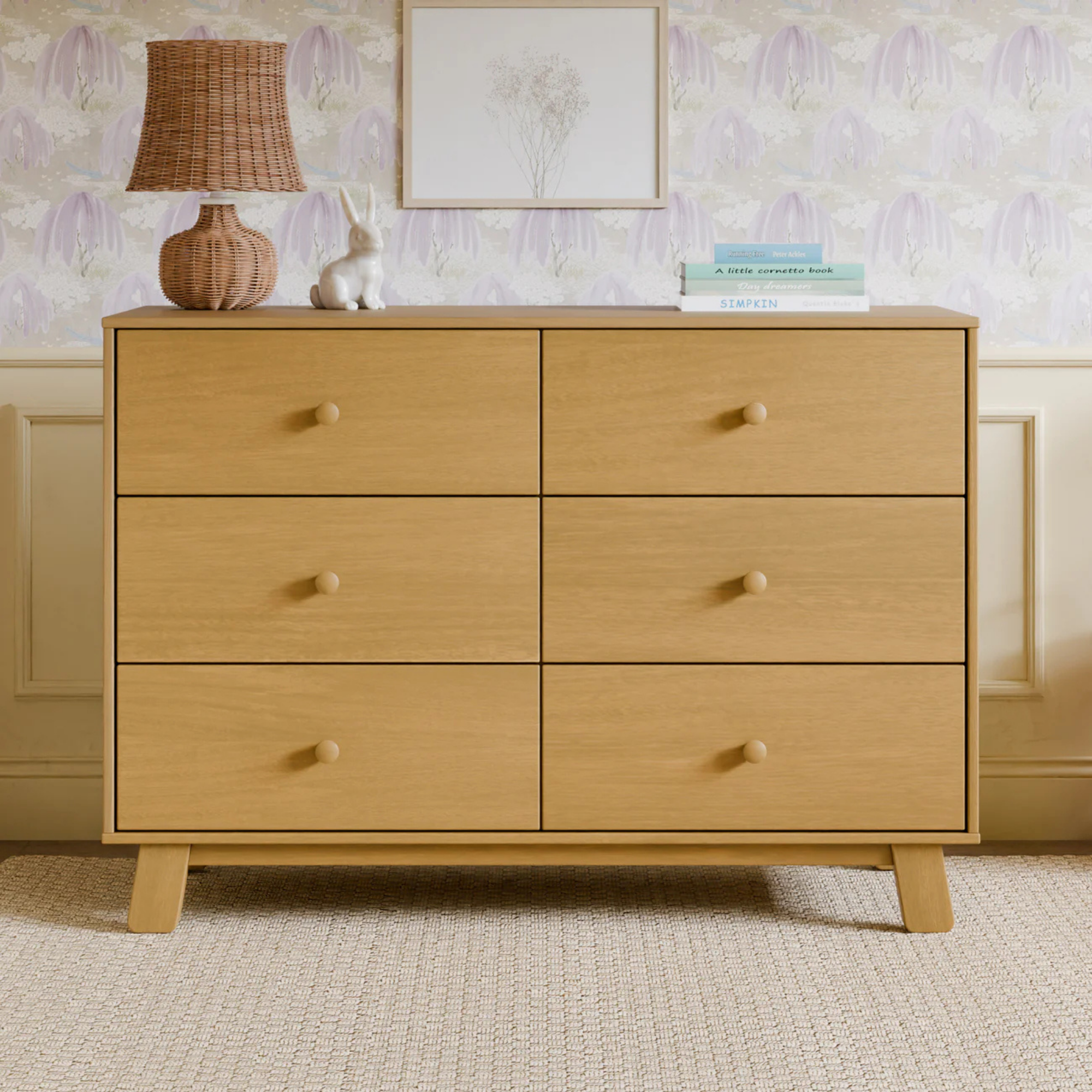 BABYLETTO Commode double moderne assemblée 6 tiroirs Hudson