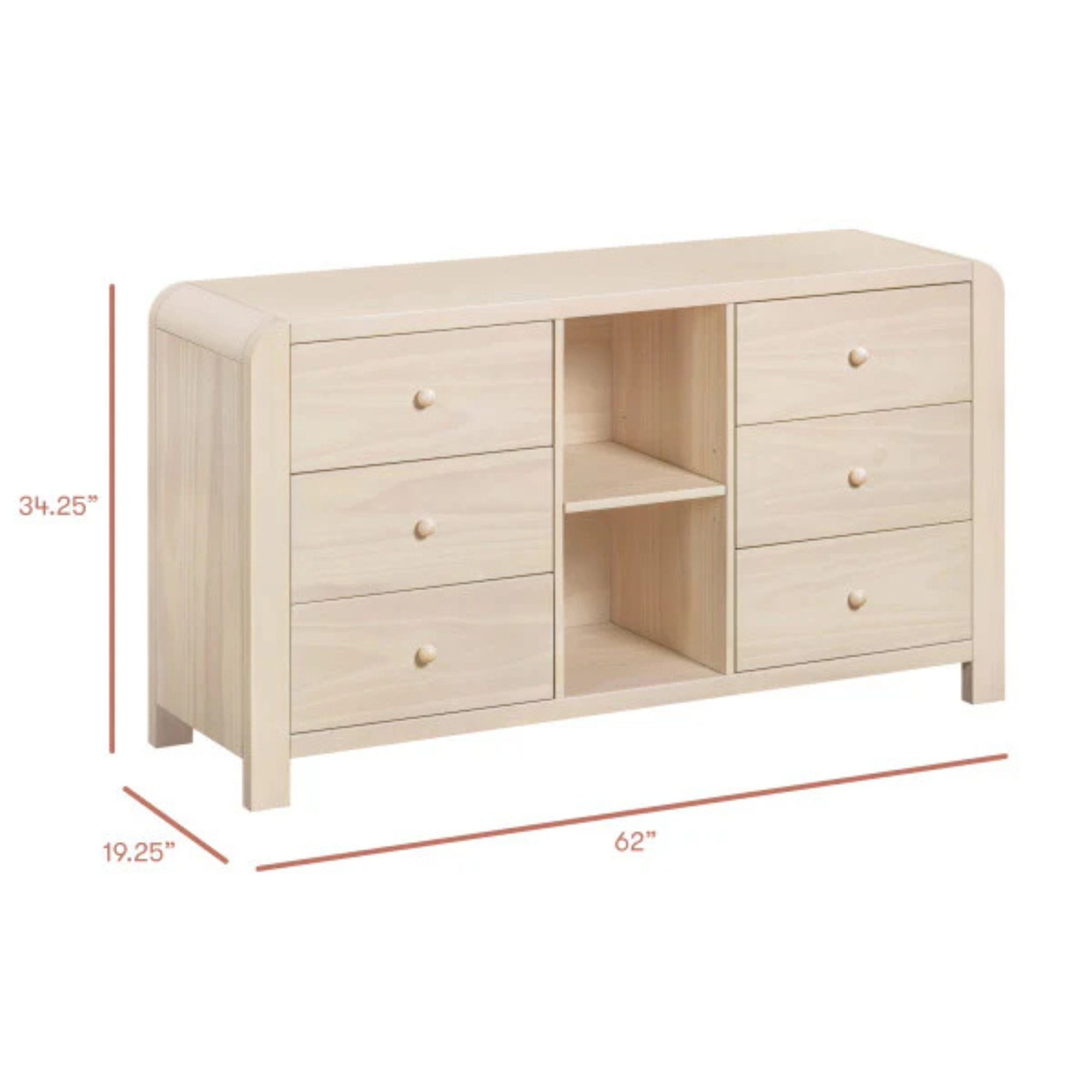 BABYLETTO TipToe 6-Drawer Assembled Dresser with Cubbies