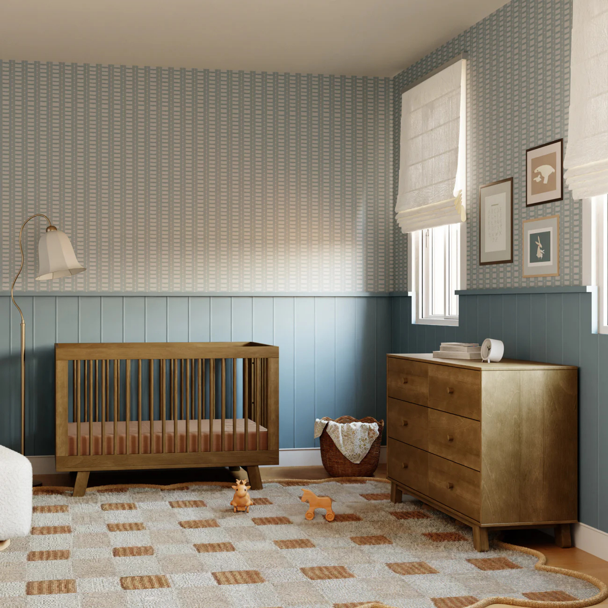 BABYLETTO Commode double moderne assemblée 6 tiroirs Hudson