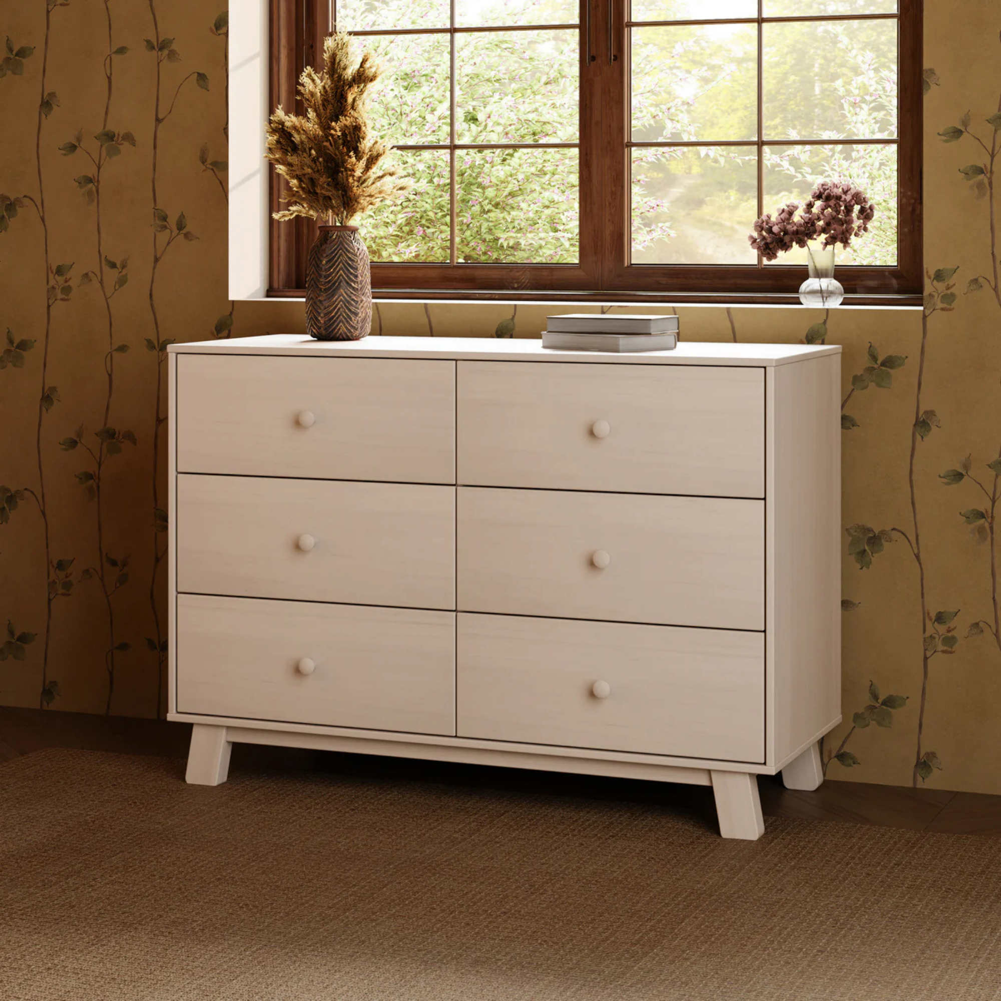 BABYLETTO Commode double moderne assemblée 6 tiroirs Hudson