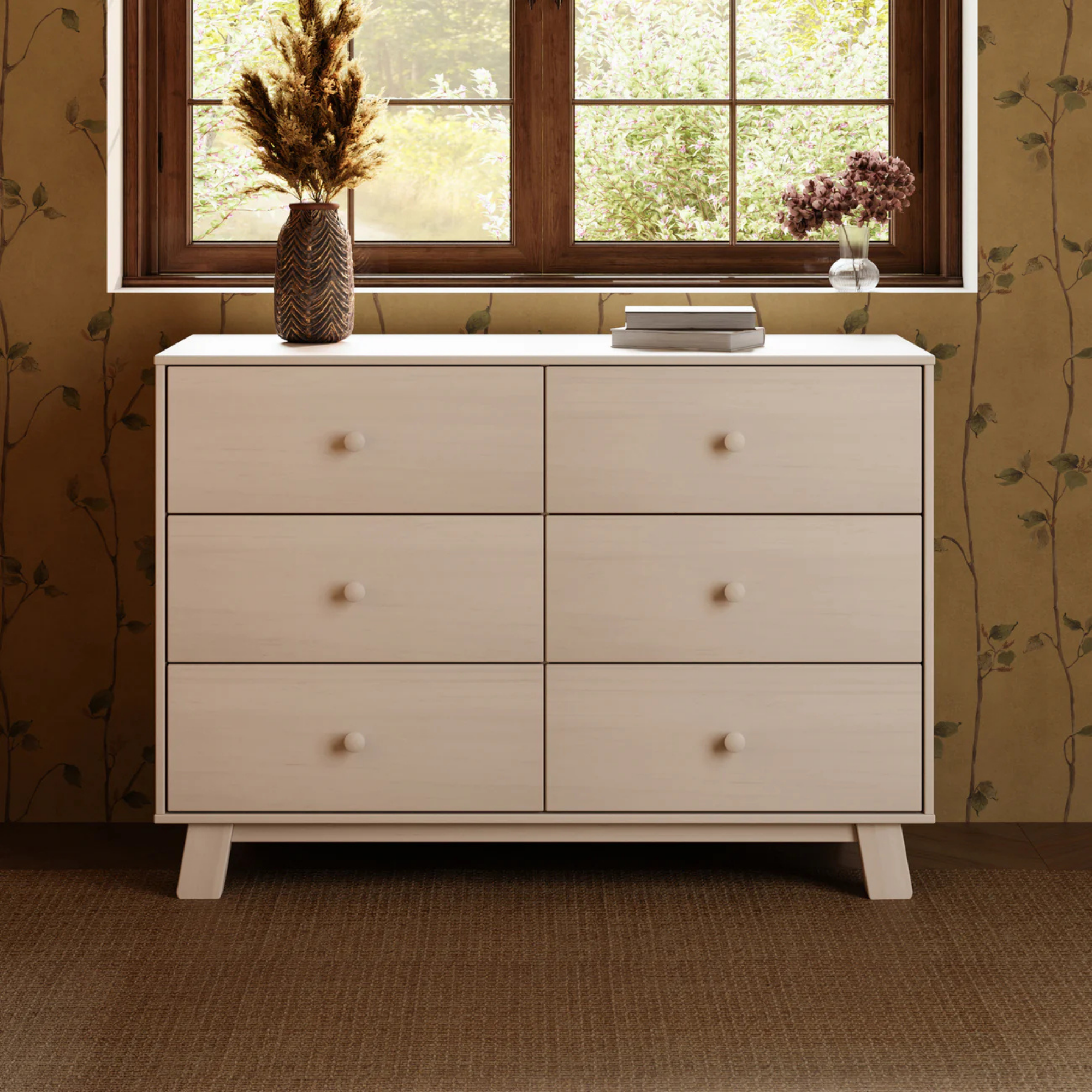 BABYLETTO Commode double moderne assemblée 6 tiroirs Hudson
