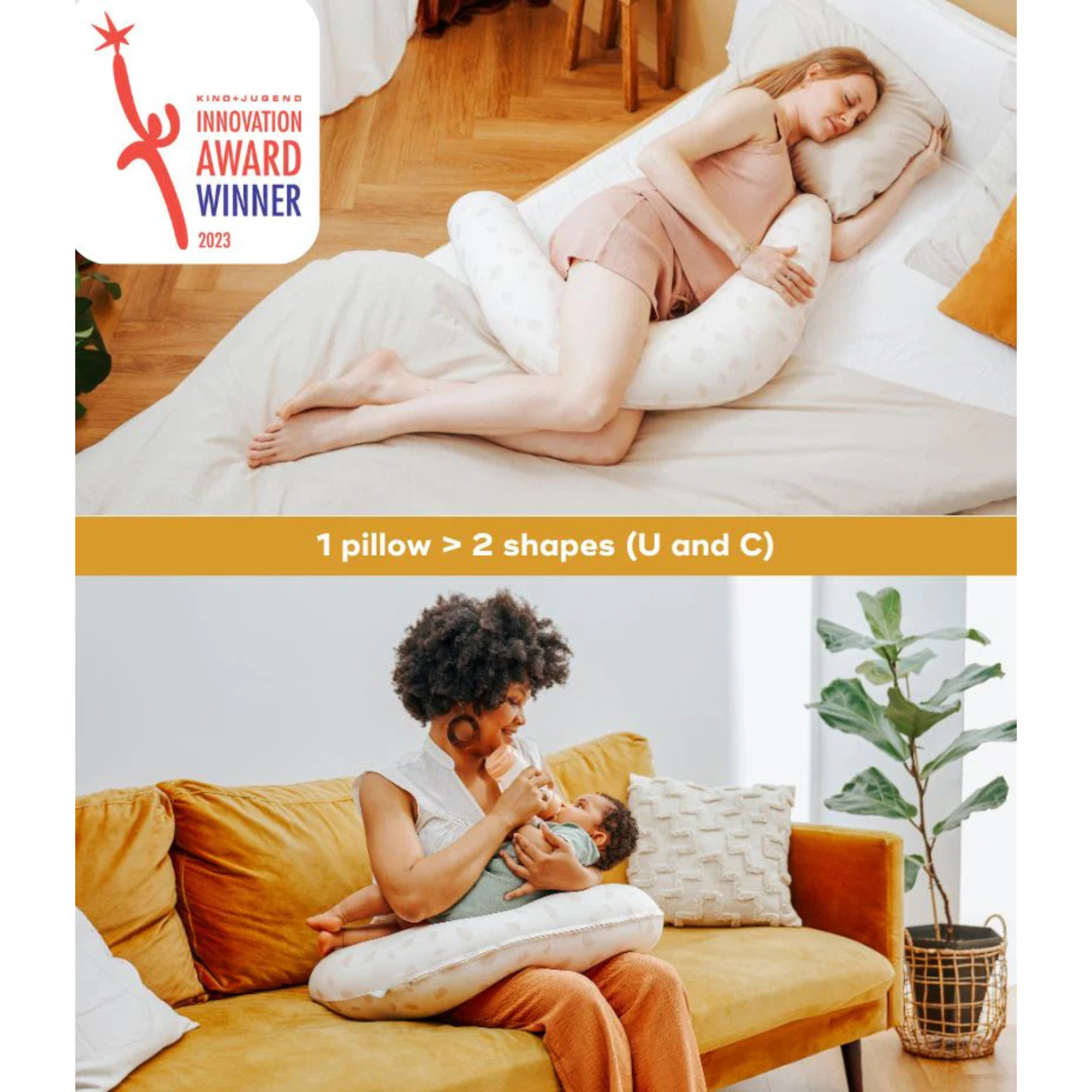 BABYMOOV B. Love 2-in-1 Pregnancy and Breastfeeding Pillow - Petal Off-White