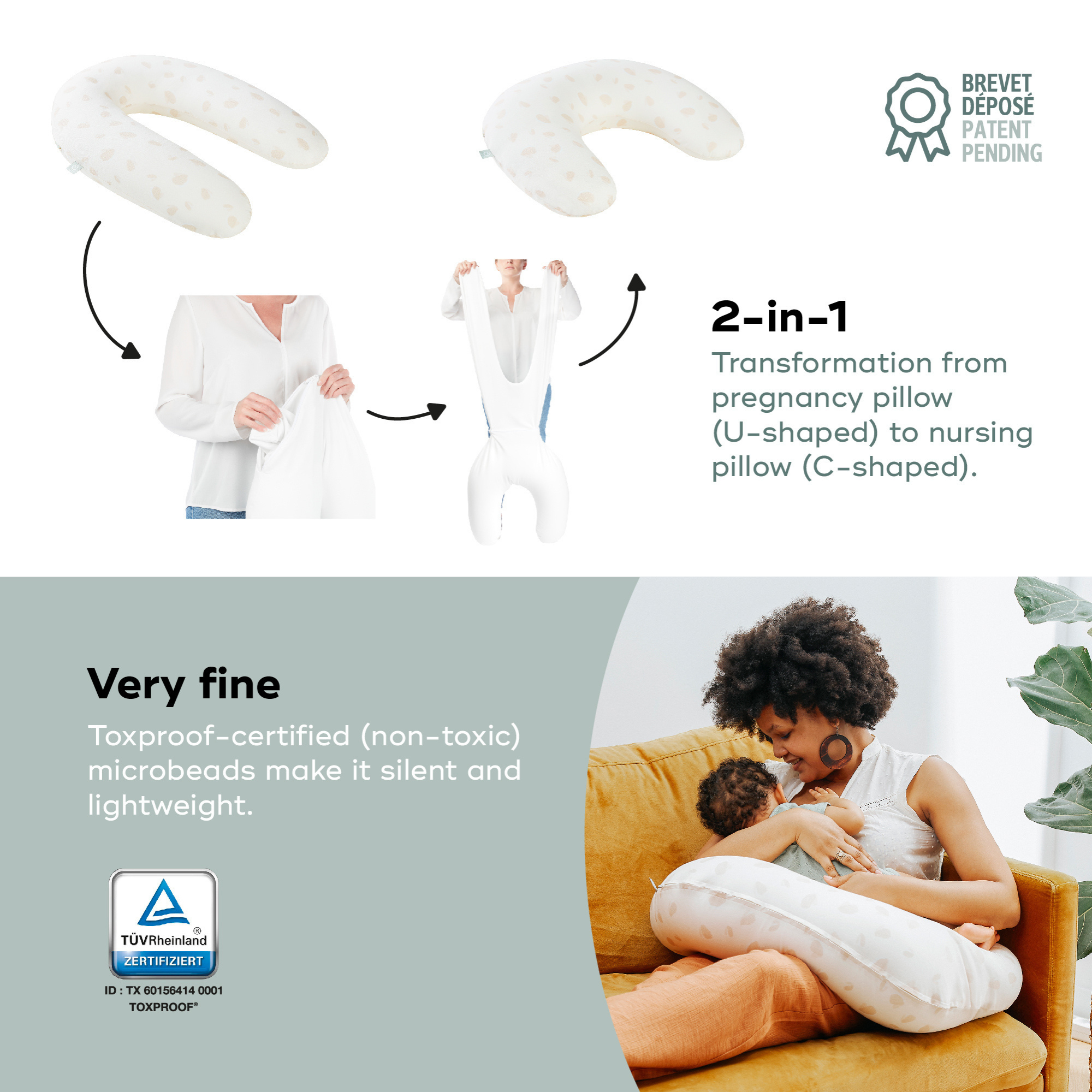 BABYMOOV B. Love 2-in-1 Pregnancy and Breastfeeding Pillow - Petal Off-White