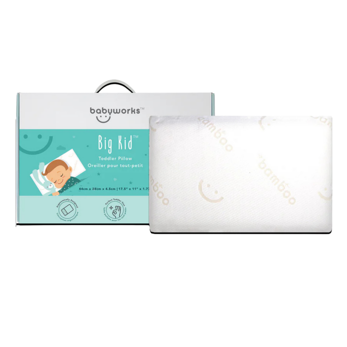 BABY WORKS Big Kid Toddler Pillow with Bamboo Pillowcase