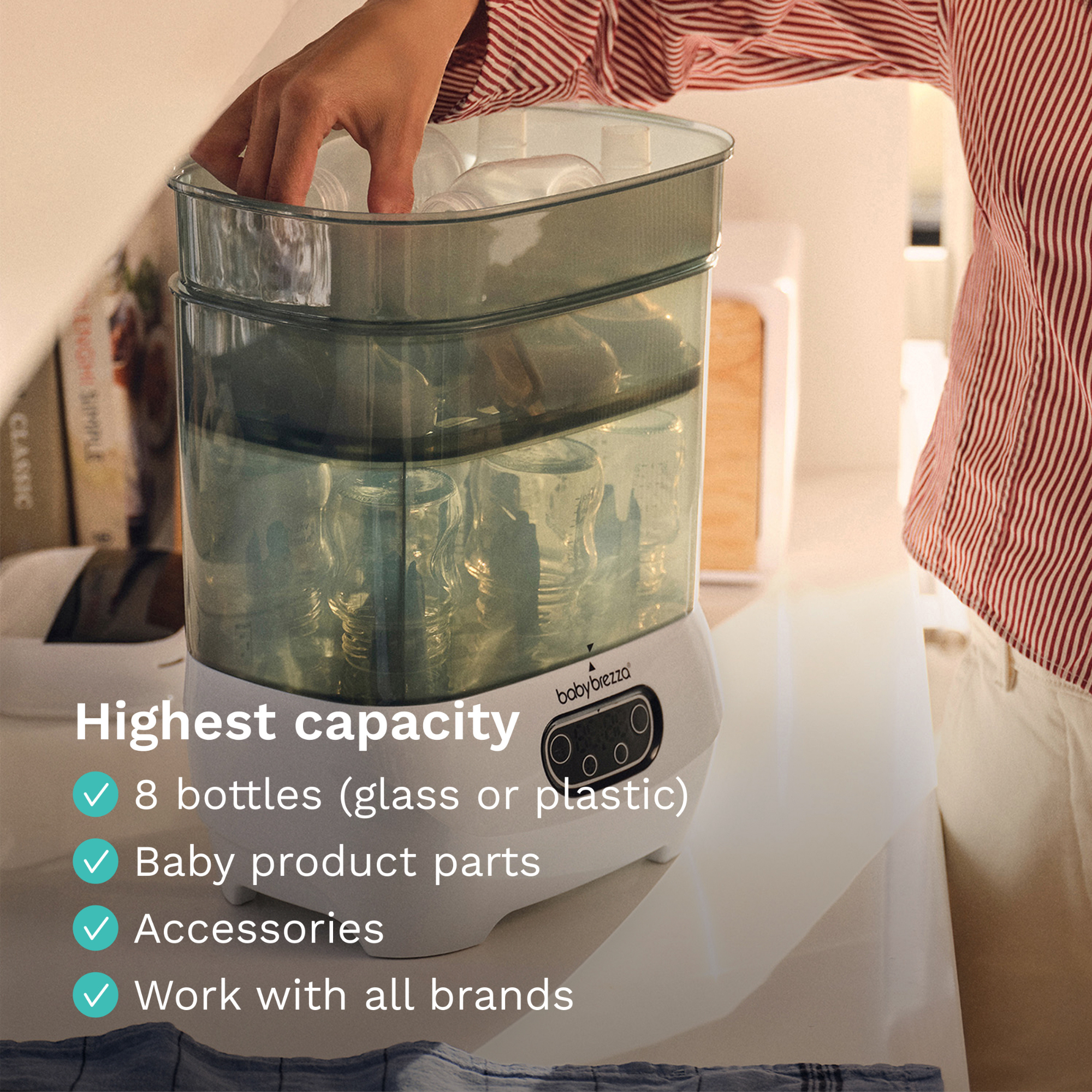 BABY BREZZA One Step Baby Bottle Sterilizer and Dryer Advanced - Electric steam sterilizer with HEPA Filter