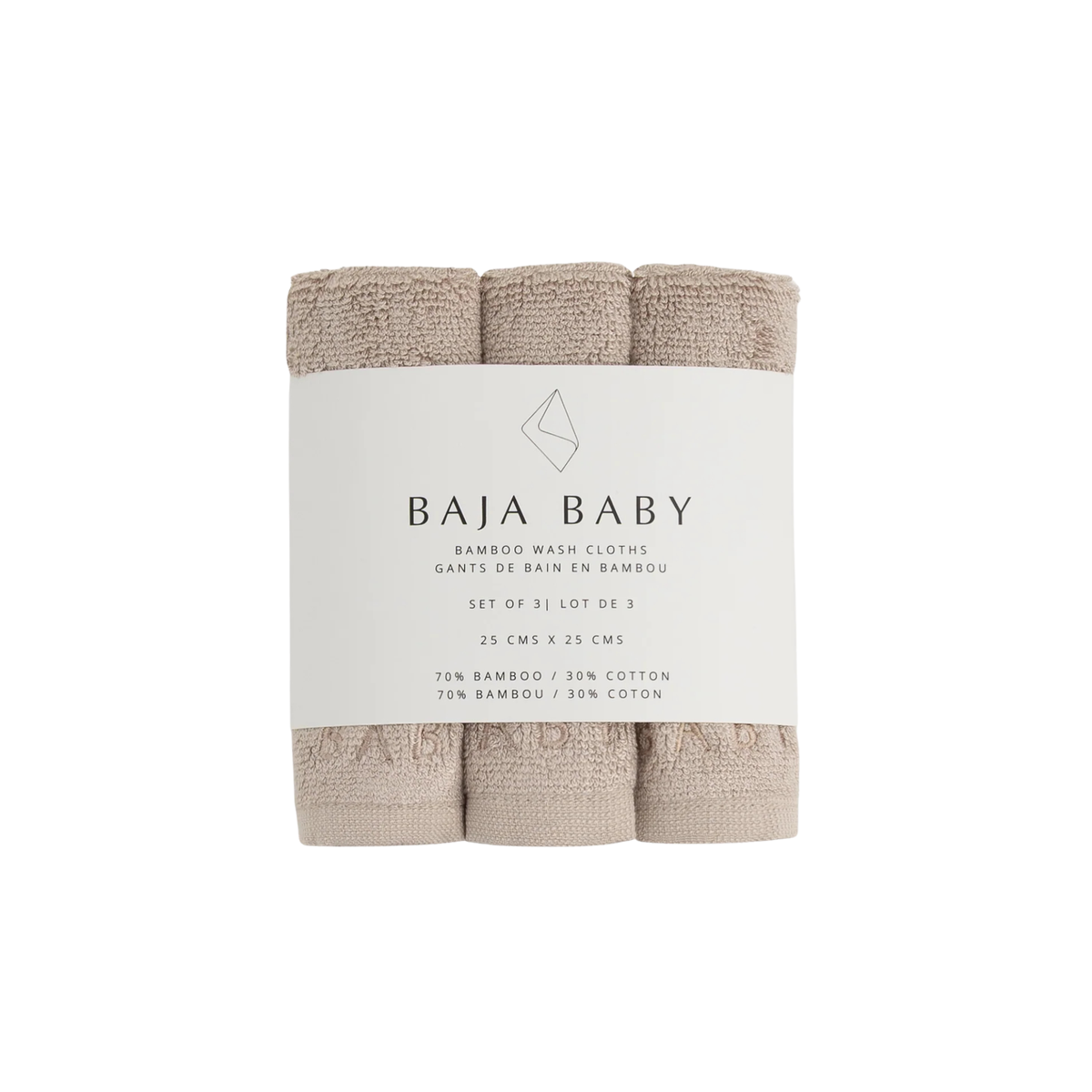BAJA BABY Bamboo/Cotton Washcloths (3-Pack)