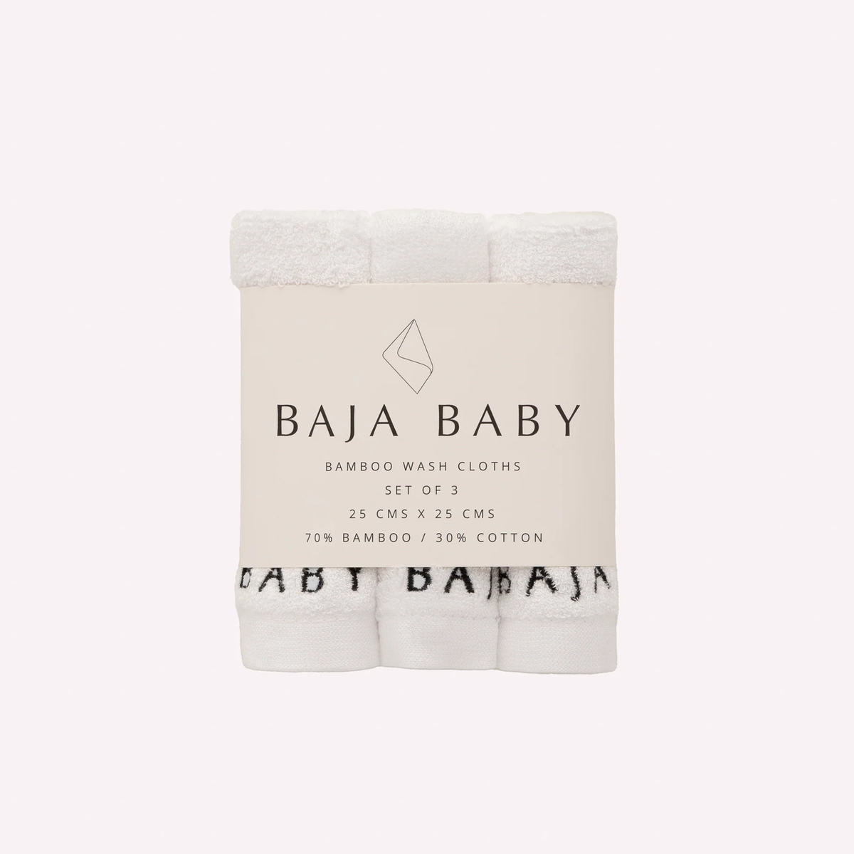 BAJA BABY Bamboo/Cotton Washcloths (3-Pack)