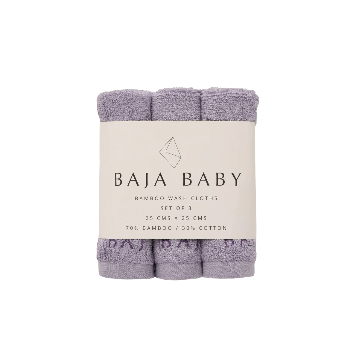 BAJA BABY Bamboo/Cotton Washcloths (3-Pack)