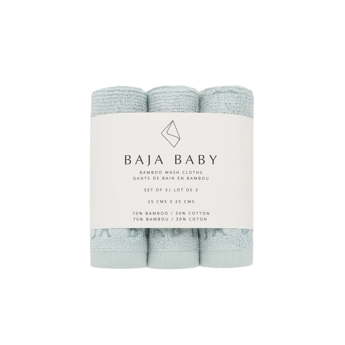 BAJA BABY Bamboo/Cotton Washcloths (3-Pack)