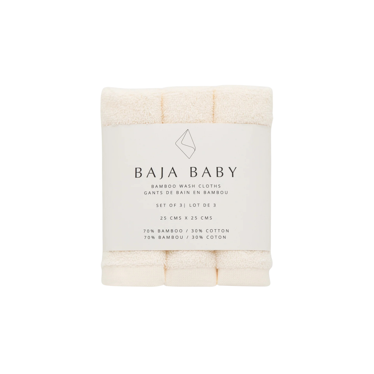BAJA BABY Bamboo/Cotton Washcloths (3-Pack)