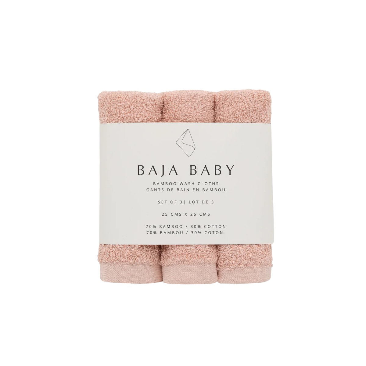 BAJA BABY Bamboo/Cotton Washcloths (3-Pack)