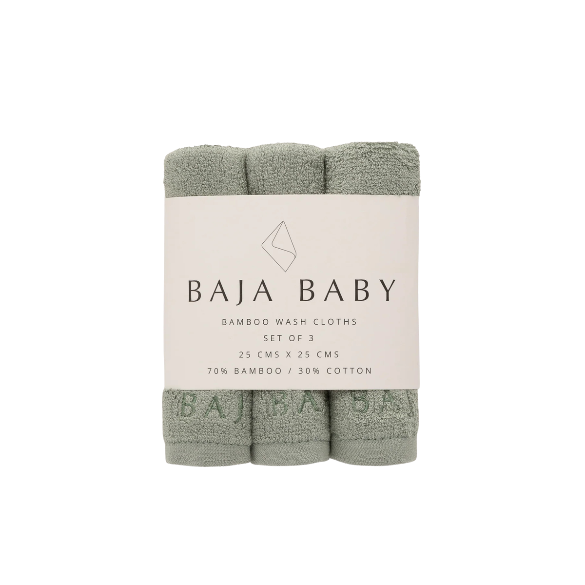 BAJA BABY Bamboo/Cotton Washcloths (3-Pack)